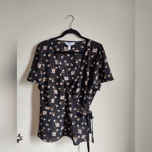 Floral wrap peplum top